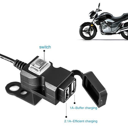 Mobile Charger MC07 – 2 Charging Port 1A & 2.1A – Handle & Mirror Mount – On/Off Button & LED