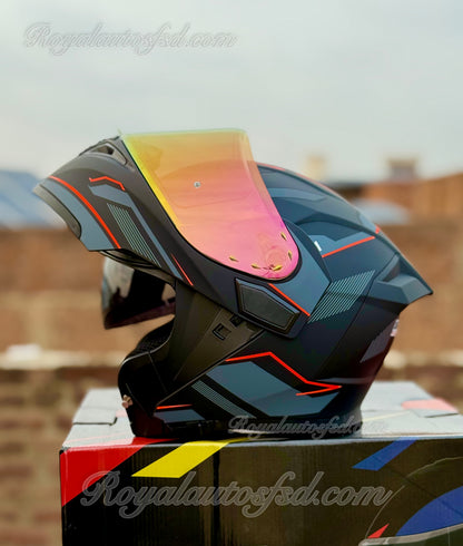 Superair 918 Pro F1 DOT Certified Flip-Up Motorcycle Helmet – Dual Visor | Polarized Visor | Sports Helmet