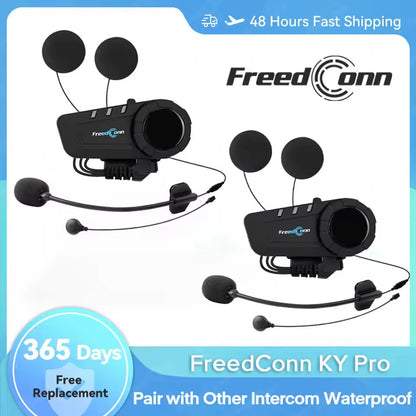 Freedconn KY Pro Bluetooth Helmet Headset Motorcycle Intercom BT 5.0 headphones 6 Riders 1000M Moto Group Waterproof Interphone