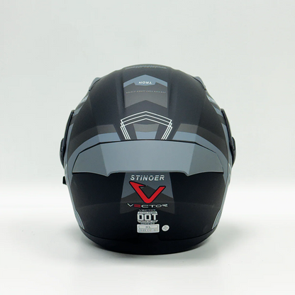 Vector 254 Prime Matt Black Grey with Polarise Visor  DOT certified Helmet Modular helmet