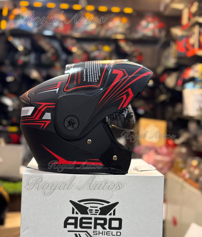 Aero Shield Flip up Helmet in washable padding , Duel visor , No reflection visor