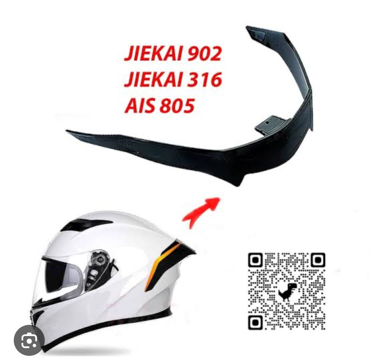 Helmet Spoiler for jiekai 902 & 316 Rear Wing Motorbike Tail Parts & Accessories