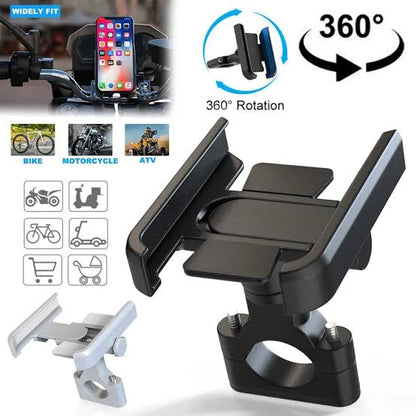 Bike Metal Phone Holder & 5v-2A Mobile Charging Port Universal Motorcycle Bicycle Phone Holder Handlebar Stand Mount Bracket Mount Phone Holder For All