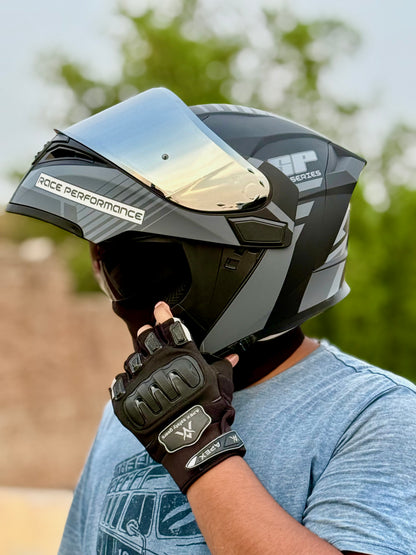 Superair 918 Pro Grey DOT Certified Flip-Up Motorcycle Helmet – Dual Visor | Polarized Visor | Sports Helmet