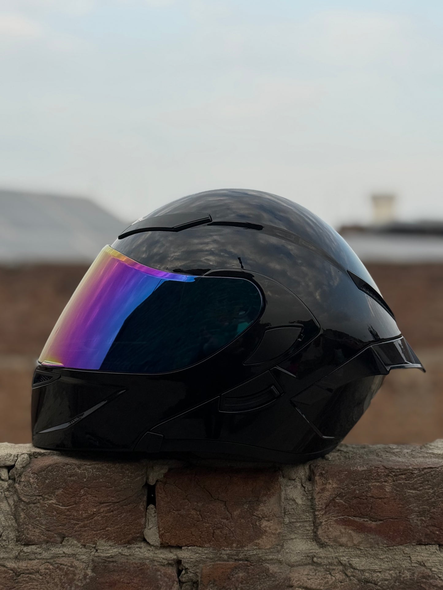 SuperAir 902 Glossy Black in multi visor Helmet smart shape with Spoiler DOT certified Helmet SP902