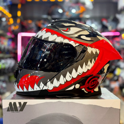 MY HELMET FF 950 ECE 22.06 Certified Red Gloss Full-Face Motorcycle Helmet with Dual Visor