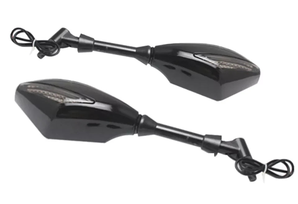 Motorcycle Side Mirrors LED Light Mirror 10mm Screw
