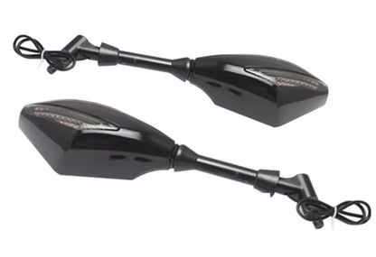 Motorcycle Side Mirrors LED Light Mirror 10mm Screw