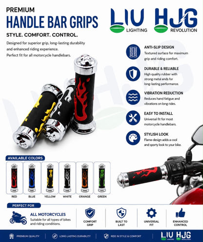 Universal Scooter Handlebar Grip Set with Skull & Flames ( Shola Grip )