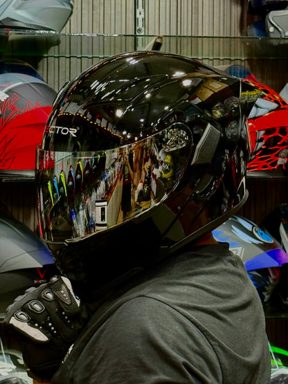 Vector 254 Prime Gloss Black  with Polarise Visor  DOT certified Helmet Modular helmet