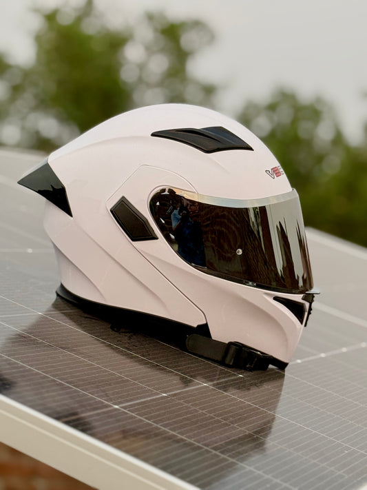 Vector 254 Prime white with Polarise Visor  DOT certified Helmet Modular helmet