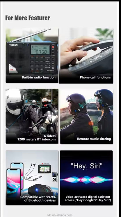 Freedconn T Max S Pro Motorcycle Intercom Bluetooth Helmet Headset 6 Riders BT 5.0 1200M FM Motor Interphone Communicator Earphone