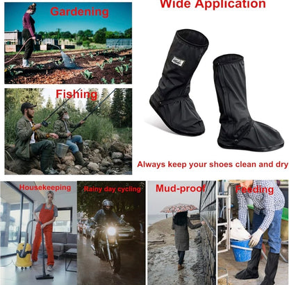 Waterproof Shoes Cover With Reflector Rain Snow Boots Black Reusable Covers For Motorcycle
