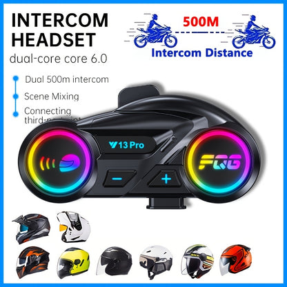 Y13 Pro Motorcycle Helmet With Wireless Headphones 500M Intercom Version, Equipped With BT5.4+BT5.4 Dual-Core Bluetooth Chip, RGB Lighting Effects, IP56 Waterproof And Dustproof, Built-In Intercom Indicator, Supports Cross-Brand Intercom, Intercom Distanc