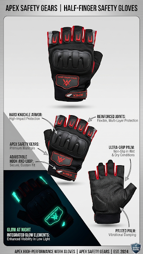 Apex Half Safety Gloves Strong Grip , washable Easy to wear .