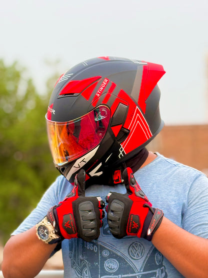 Vector 254 Prime Red  with Polarise Visor  DOT certified Helmet Modular helmet