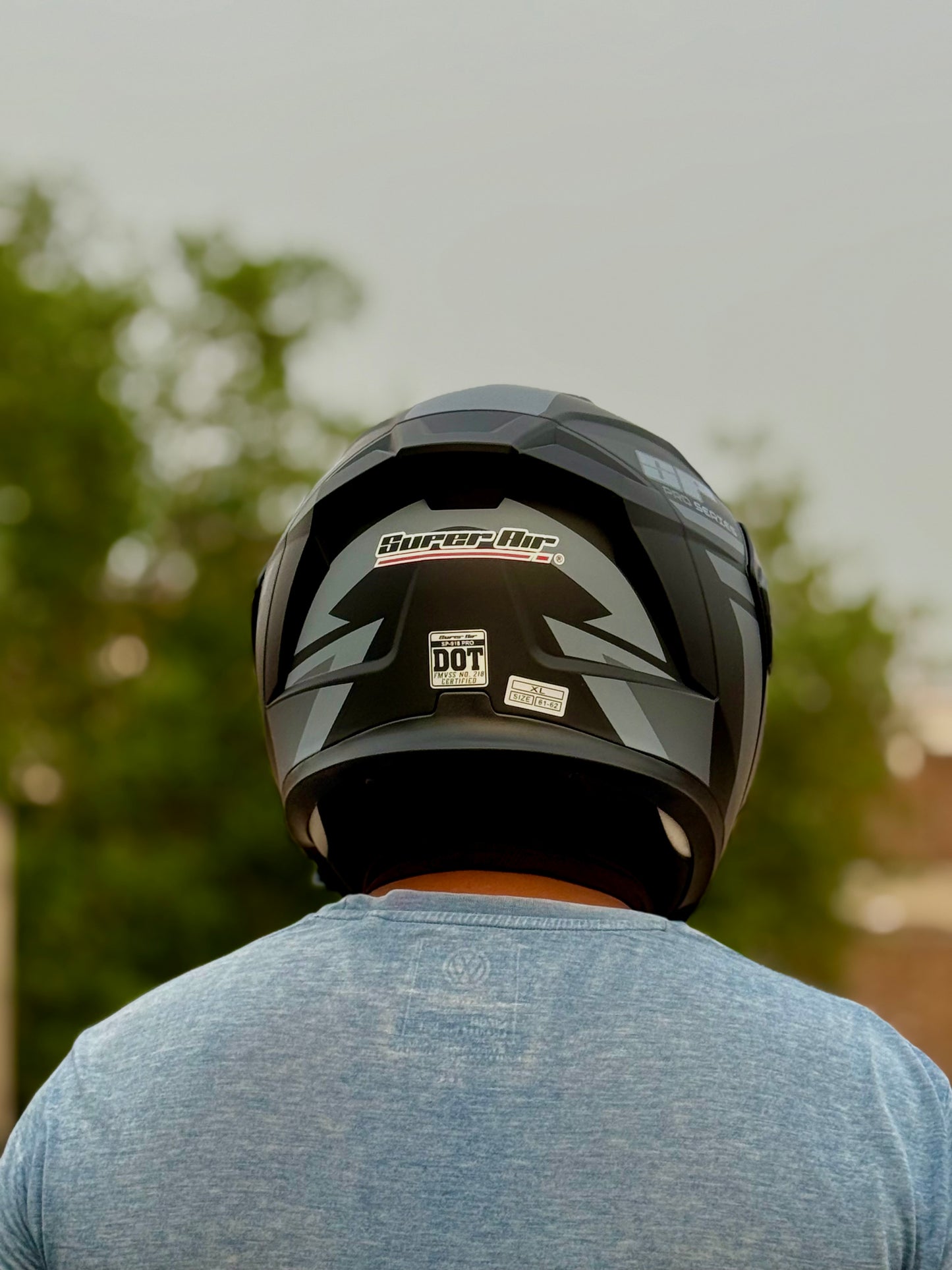 Superair 918 Pro Grey DOT Certified Flip-Up Motorcycle Helmet – Dual Visor | Polarized Visor | Sports Helmet