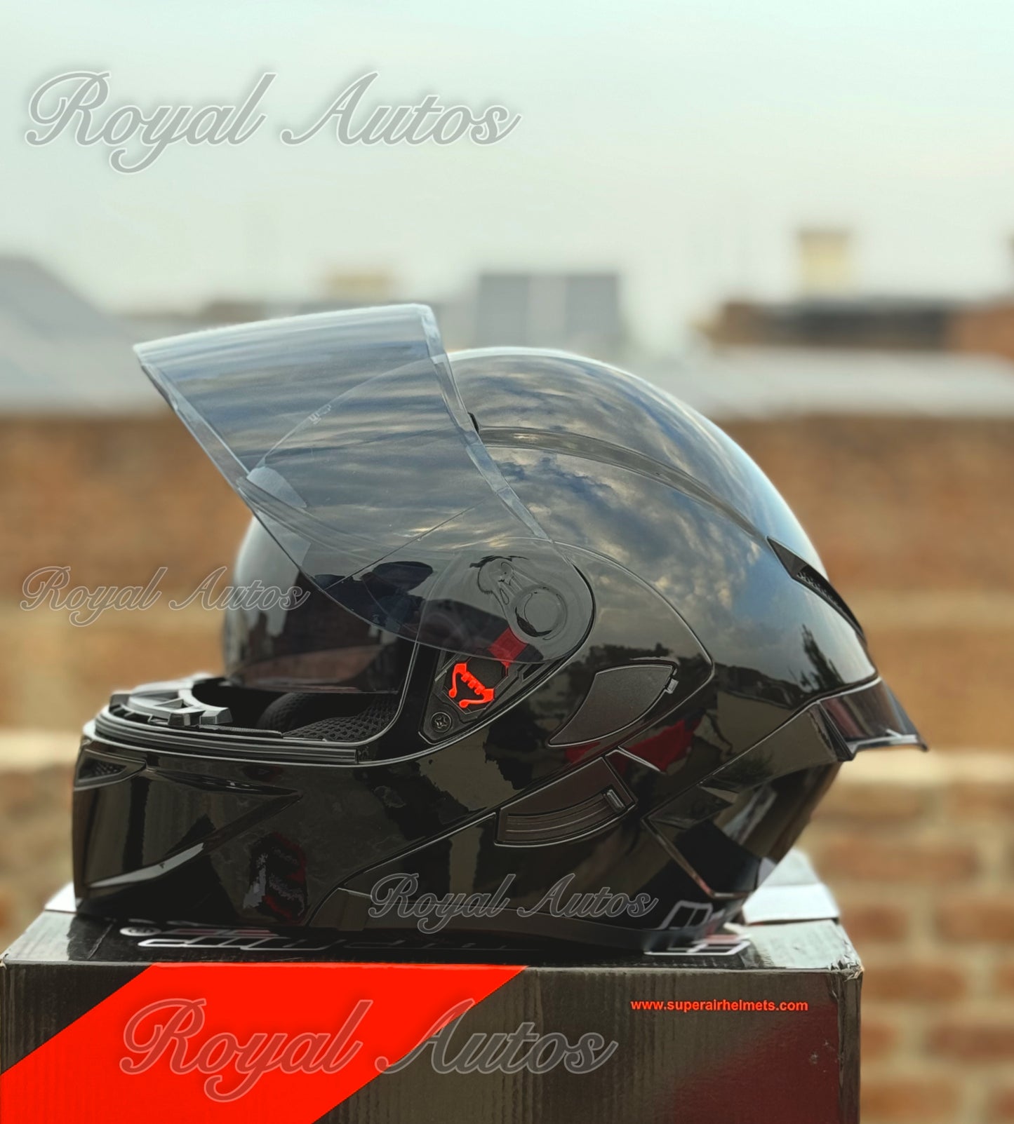 SuperAir 902 plain Glossy Black Helmet smart shape with Spoiler DOT certified Helmet SP902