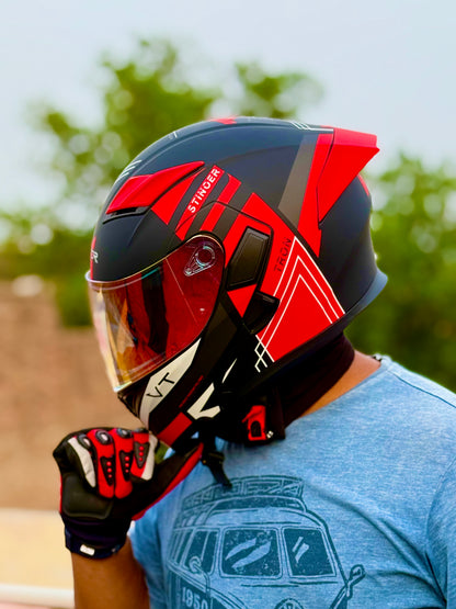Vector 254 Prime Red  with Polarise Visor  DOT certified Helmet Modular helmet