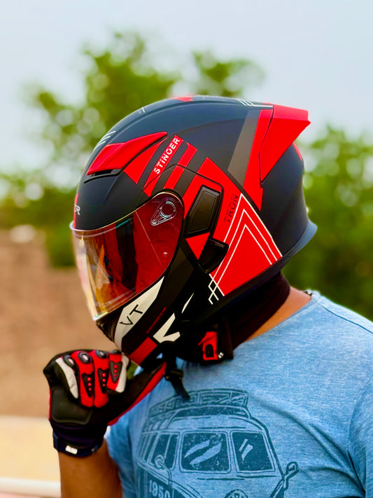 Vector 254 Prime Red  with Polarise Visor  DOT certified Helmet Modular helmet