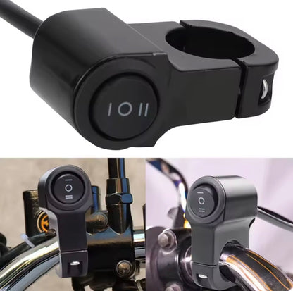 3-Way Motorcycle Switch | Aluminum Alloy & Waterproof | Universal 12V Handlebar Mount | Fog Light Control