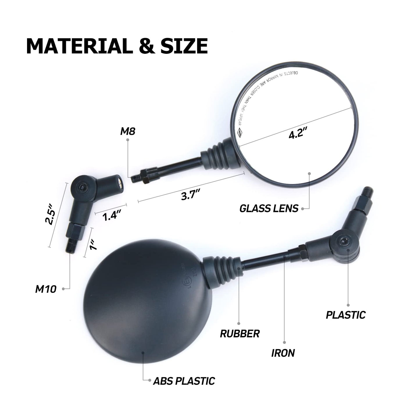 Round Shape Adjustable Vintage Style Side Mirrors