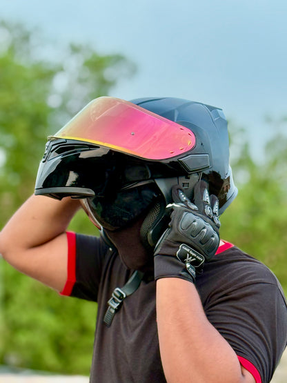 Superair 918 Pro Gloss Black DOT Certified Flip-Up Motorcycle Helmet – Dual Visor | Polarized Visor | Sports Helmet