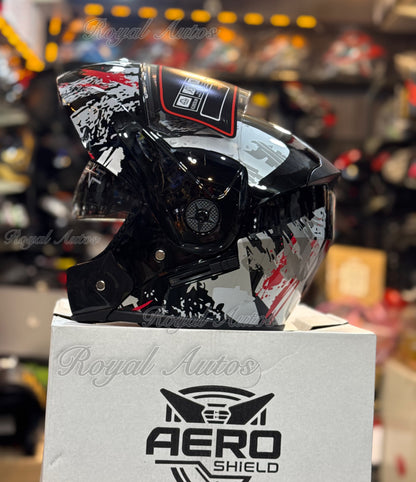 Aero Shield Flip up Helmet in washable padding , Duel visor , No reflection visor