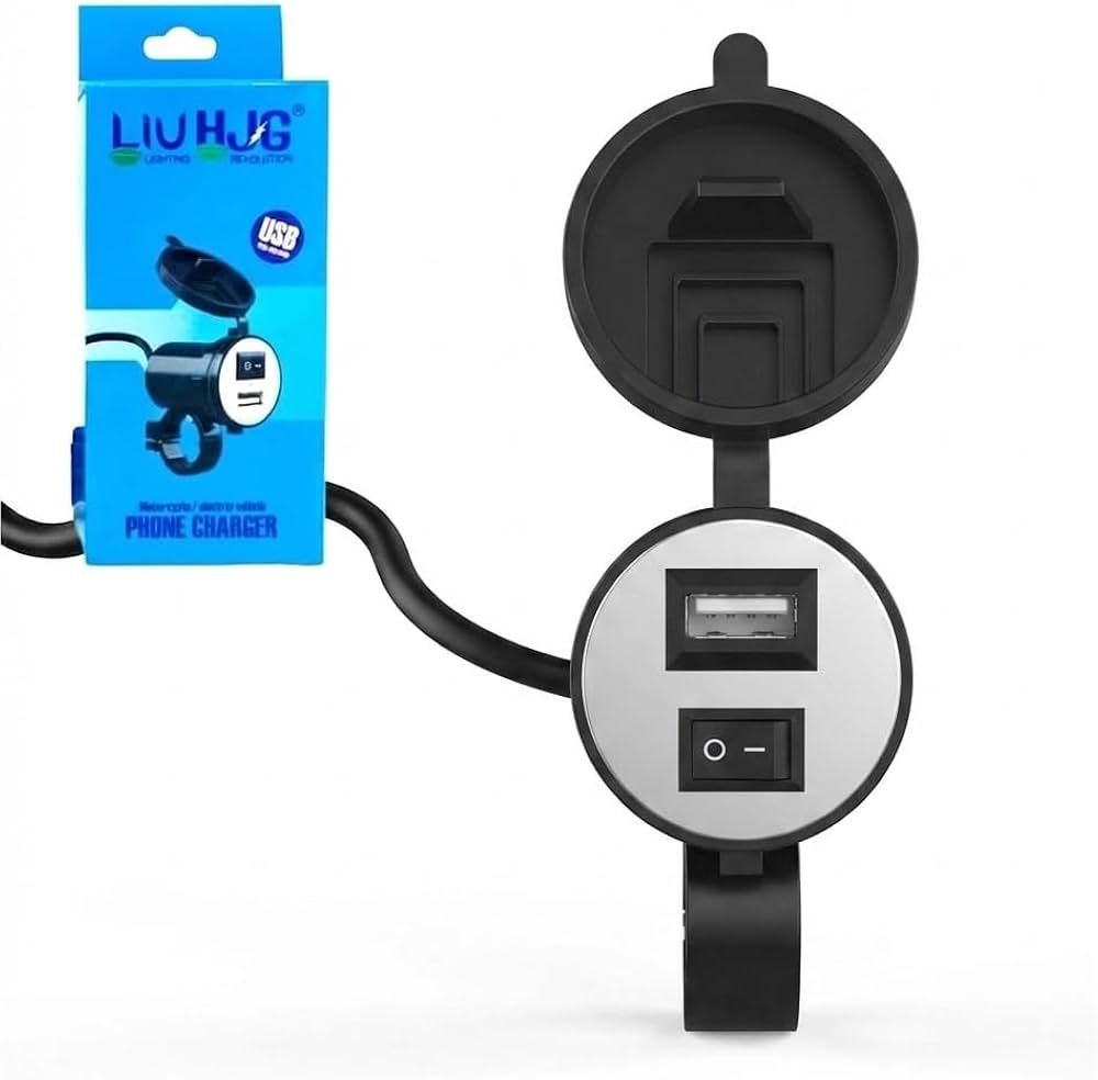 HJG USB Mobile Fast Charger Waterproof Motorcycle Handlebar USB Charger for Bike, Two Wheelers Universal LIU HJG Two Wheeler USB Mobile Phone Fast Charger 12V 5V-1.5A Moto Adapter Power Supply Socket for Phone Mobile Motorbike Accessories