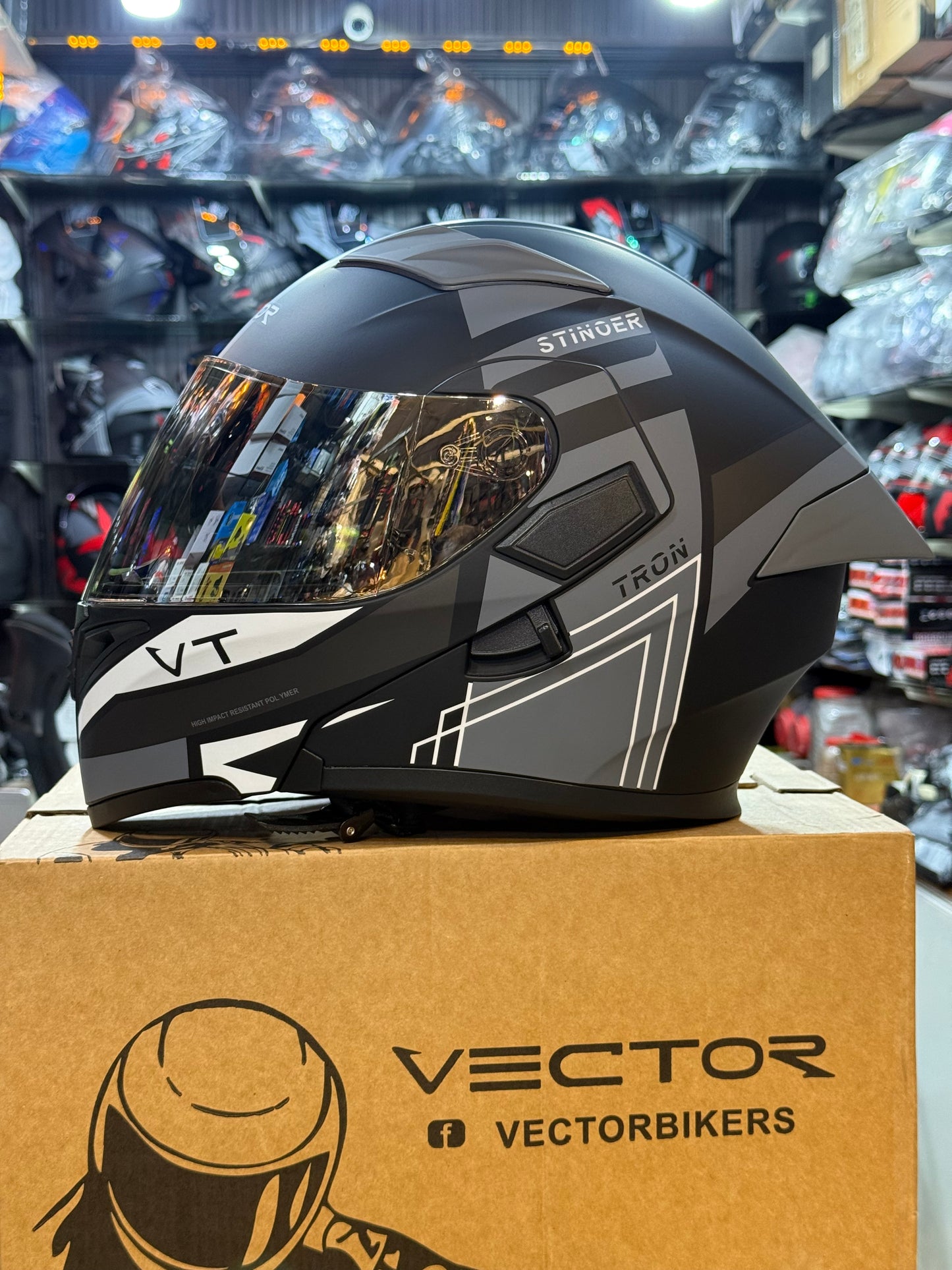 Vector 254 Prime Matt Black Grey with Polarise Visor  DOT certified Helmet Modular helmet