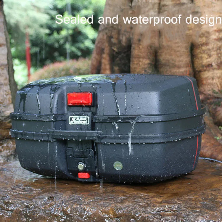 JDR Tail Box – 45 Liter – Metal Plate – Top Luggage Container – LED Flasher Light – Motorcycle