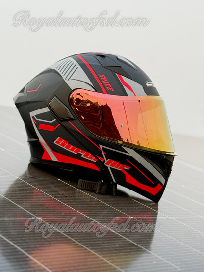 Superair 918 Pro DOT Certified Flip-Up Motorcycle Helmet – Dual Visor | Polarized Visor | Sports Helmet