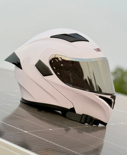 Vector 254 Prime white with Polarise Visor  DOT certified Helmet Modular helmet