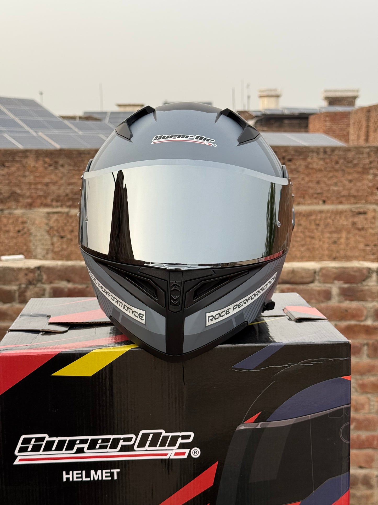 Superair 918 Pro Grey DOT Certified Flip-Up Motorcycle Helmet – Dual Visor | Polarized Visor | Sports Helmet