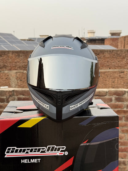 Superair 918 Pro Grey DOT Certified Flip-Up Motorcycle Helmet – Dual Visor | Polarized Visor | Sports Helmet