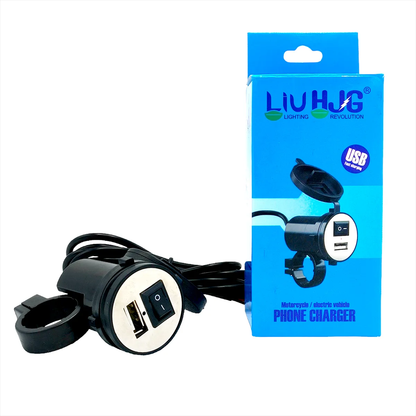 HJG USB Mobile Fast Charger Waterproof Motorcycle Handlebar USB Charger for Bike, Two Wheelers Universal LIU HJG Two Wheeler USB Mobile Phone Fast Charger 12V 5V-1.5A Moto Adapter Power Supply Socket for Phone Mobile Motorbike Accessories