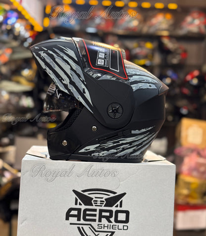 Aero Shield Flip up Helmet in washable padding , Duel visor , No reflection visor