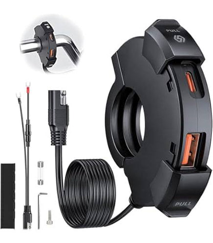 Mobile Charger MC09 – USB & Type C Port – Quick QC 3.0 – Fast Charging 25 Watt – Motorcycle