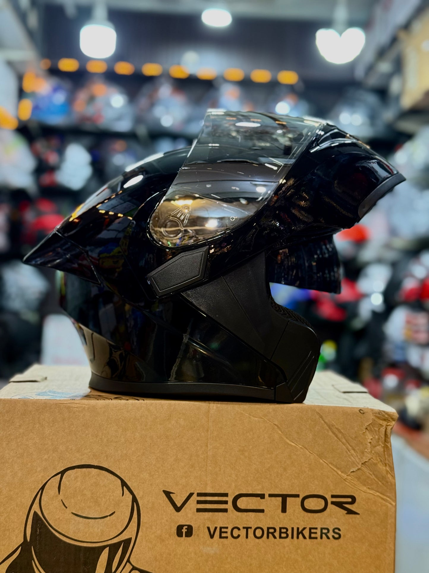 Vector 254 Prime Gloss Black  with Polarise Visor  DOT certified Helmet Modular helmet