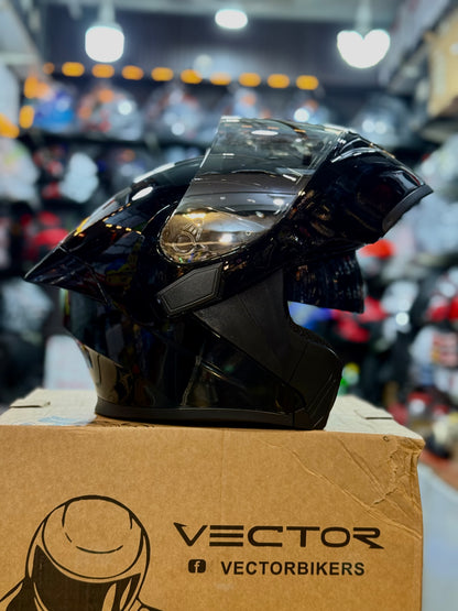Vector 254 Prime Gloss Black  with Polarise Visor  DOT certified Helmet Modular helmet