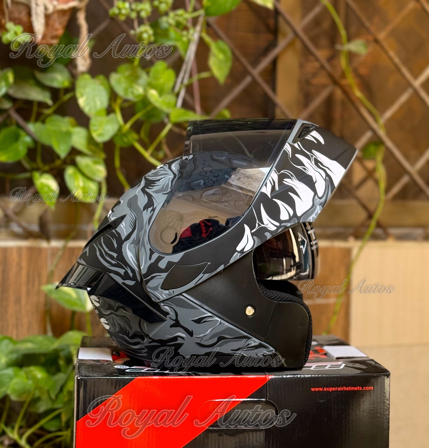 SuperAir 902 Titus Matt Black in multi visor Helmet smart shape with Spoiler DOT certified Helmet SP902