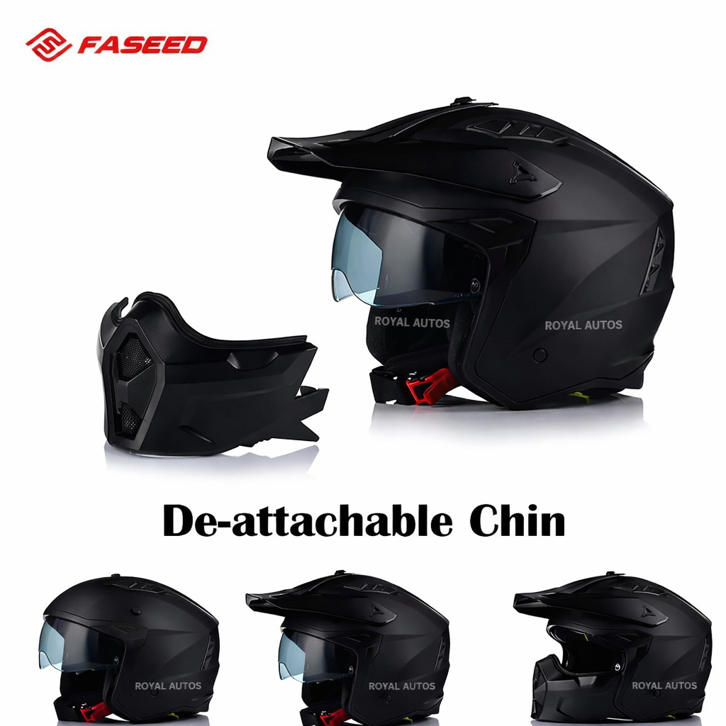 FASEED helmet Fs X1 X Commuter Matt Black 3in1 Experience Removeable Chin Full Face Half Face X-Trak Motorcycle
