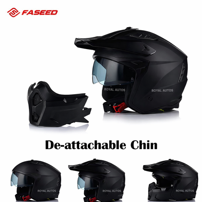 FASEED helmet Fs X1 X Commuter Matt Black 3in1 Experience Removeable Chin Full Face Half Face X-Trak Motorcycle