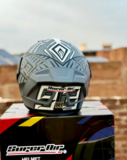 Superair 918 Pro Grey Aunt DOT Certified Flip-Up Motorcycle Helmet – Dual Visor | Polarized Visor | Sports Helmet