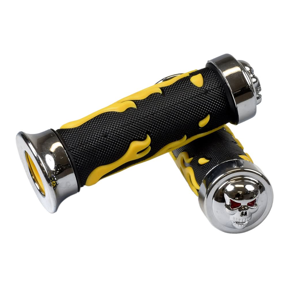 Universal Scooter Handlebar Grip Set with Skull & Flames ( Shola Grip )