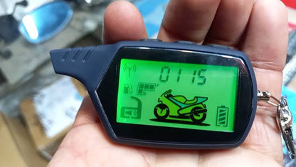 C K Two 2 Way LCD Motorcycle Alarm System Remote Control Vibration Alarm Theft Protection Moto Scooter Motor Security Alarm Engine Start