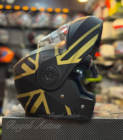 Burrak 107 Flip up Helmet in washable padding , Duel visor , No reflection visor