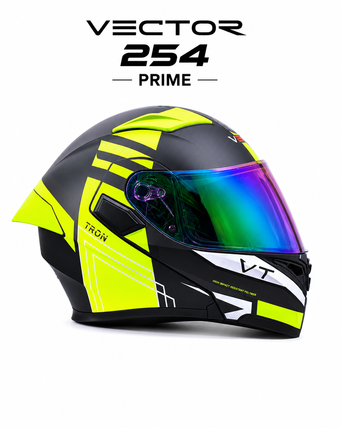 3 in 1 Deal Vector 254 Prime Green Neon with Polarise Visor  DOT certified With Apex safety Gloves & Balaclava Mask  Super Deal for rider