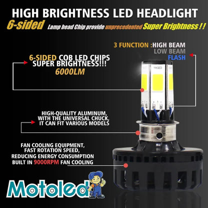 M6 LED Headlight with Flasher for Motorcycle Universal Moto LED