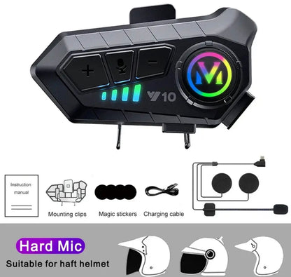 Y10 Motorcycle Helmet Bluetooth Headset 2000Mah Super Long Standby Wireless Hands-free Waterproof Motorbike Earphone